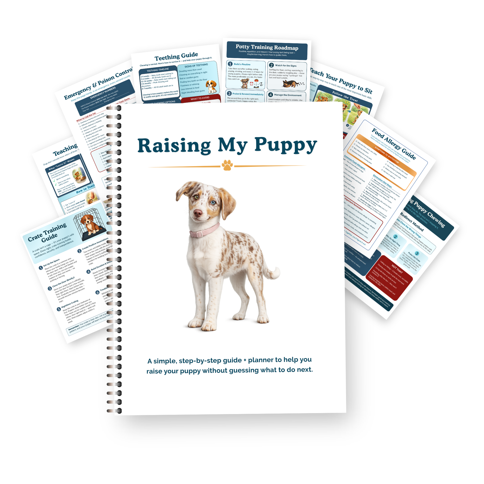 Full-color edition of the Raising My Puppy planner with color guide pages